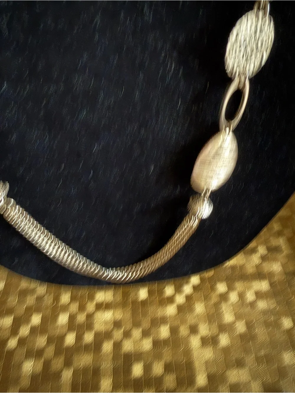 Silver Tone Long Mesh Chain Filigree Disc Statement Necklace Boho